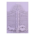 Laser cut lavender wedding invitation featuring an elegant crown and horse carriage design - Lilac Purple