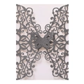 Glitter silver 3D butterfly hollow invitation card cover with laser-cut floral patterns - Grey (51#)
