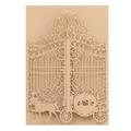 Laser cut champagne gold wedding invitation cover with horse carriage design - 250G Paper / Champagne Gold