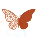 Elegant laser-cut butterfly place card in bronze pearl paper for wedding wine glasses - Antique Bronze