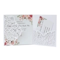 Elegantes lasergeschnittenes Hochzeitskarten-Set mit Blumenkarte und RSVP-Karte - Weiß