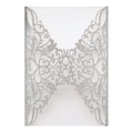 Silver glitter laser cut invitation cover with elegant hollow floral vine patterns - Glitter Silver