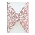 Pink glitter laser-cut wedding invitation cover with elegant European floral pattern - Glitter Pink