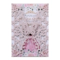 Biglietto d'invito farfalla rosa glitterato tagliato al laser con inserto floreale - Rosa 44#
