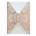Faire-part de mariage ajouré or rose pailleté avec motifs floraux découpés au laser - Or Champagne Pailleté
