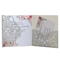 Invito matrimonio argento tagliato al laser con carta floreale e scheda RSVP - Argento Set Completo