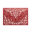Macro detail of red glitter laser-cut lace pattern on an elegant wedding invitation - Glitter Red