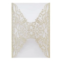 Elegant gold glitter laser-cut wedding invitation cover with intricate floral patterns - Light Gold Glitter