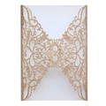 Laser cut champagne gold glitter invitation cover with intricate floral patterns - Glitter Rose Gold