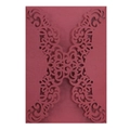 Detailed laser-cut pattern on burgundy pearl paper for elegant wedding invitations - Dark Red