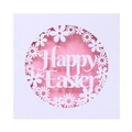 Laser-cut Happy Easter invitation card with white floral pattern and pink background - White Shell With Pink Inner Card