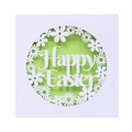 Laser cut Happy Easter invitation card with daisy floral frame and green backing - White Shell With Green Inner Card