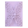 Detailed laser-cut lavender invitation cover with elegant pearlized vine patterns - Lilac Purple