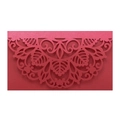 Close-up of laser-cut floral patterns on dark red pearlescent paper invitation cover - Dark Red