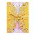 Champagne gold glitter laser-cut wedding invitation with silk bow and floral insert - Thick Glitter Deep Gold 93#