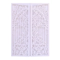 Laser cut white gate wedding invitation cover with intricate European scroll pattern - White