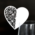 Marque-place en forme de cœur découpé au laser pour décoration de table de mariage - Blanc