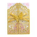 Laserschnitt Hochzeitseinladung mit goldenem Glitzerpapier, Schmetterling und Blumenkarte - Dickes Glitzer Tiefgold 93#