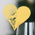 Eleganti segnaposto a cuore dorati con farfalla e motivi floreali tagliati a laser - Oro