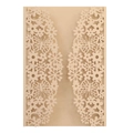 Invitations de mariage ajourées papillon et fleurs dorées sur fond blanc épuré - Beige Or