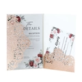 Golden glitter laser cut wedding invitation set with floral rose detail and RSVP card - Thick Champagne 96#