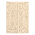 Detailed laser-cut pattern of cream wedding invitation gatefold with vine motifs - Platinum