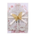 Partecipazioni matrimonio argento glitter taglio laser con carrozza e farfalla dorata - Argento