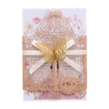 Laser cut glitter wedding invitation with rose gold butterfly and ribbon detail - Champagne