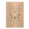 Couverture d'invitation dorée découpée au laser avec motifs de fleurs et papillon élégant - Beige Or