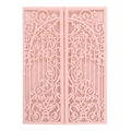 Detailed laser-cut floral gate design on a light pink wedding invitation card cover - Light Pink