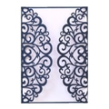 Elegant navy blue laser cut wedding invitation card with ornate floral hollow pattern - Phantom Blue