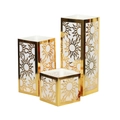 Set di 3 lanterne in carta bianca con motivi solari in lamina d'oro tagliati al laser - Stile Sole (Set da 12)