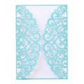 Laser cut mint green hollow filigree invitation card with elegant floral patterns - Tiffany Blue