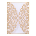Elegante invitación de boda en oro champán cortada por láser con motivos florales - Oro Champaña