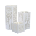 3-piece set of laser-cut white paper lanterns with romantic swan and heart patterns - Valentine's Day Styles Large Medium Small