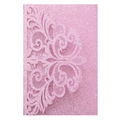 Pink glitter laser-cut lace invitation card featuring intricate floral hollow patterns - Thick Pink 97#