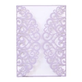 Lavender laser cut wedding invitation card featuring heart and floral scroll patterns - Lilac Purple
