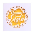 Biglietto d'invito Happy Easter tagliato al laser con motivi a margherita e interno giallo - Giallo Scuro