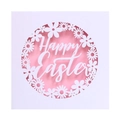 Biglietto di auguri Happy Easter intagliato al laser con motivi floreali e sfondo rosa - Rosa