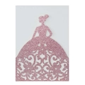 Couverture d'invitation rose pailletée découpée au laser avec silhouette de fille - Rose