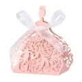 Detail of pink princess-shaped laser-cut gift box with a white organza ribbon bow - Pink