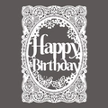Biglietto di compleanno bianco intagliato al laser con pizzo elegante e dettagli a farfalla - Bianco