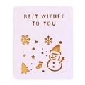 Laser-cut Christmas greeting card with snowman and snowflakes for best wishes - White + Gold Inner Page