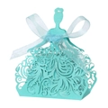Detailed laser-cut Tiffany blue princess dress gift box with white ribbon bow - Tiffany Blue