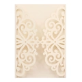 Intricate laser-cut cream wedding invitation featuring symmetrical scrollwork details - Platinum