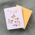 Detailed laser cut butterfly card with Best Wishes text and golden glitter layer - Gold Inner Page