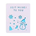 Laser cut Christmas card in purple with snowman and snow patterns on white background - White Card + Sky Blue Inner Page