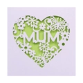 Detailed laser-cut MUM greeting card featuring hollow butterflies and floral vine motifs - White Outer With Bright Green Inner