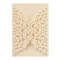 Housse d'invitation de mariage élégante crème découpée au laser avec motif baroque floral - Platine