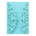 Elegant light blue laser cut wedding invitation cover with pearlescent floral hollow patterns - Tiffany Blue